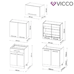 Vicco Küchenzeile Fame-Line Weiß Anthrazit Hochglanz 200 Cm Holzwerkstoff -Vidaxlko Verkaufe 4b89d926b055e3f0c46bd6e45eb7206e