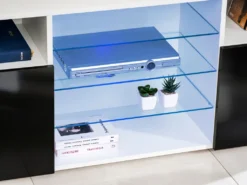Extreme Furniture T38 TV Schrank | Wohnzimmerschrank Mit 3 Glasböden Und 2 Türen Schwarzer Korpus & Schwarze Fronten -Vidaxlko Verkaufe 4cbc253a10b80a7e38cdc5b8a3e7c85b