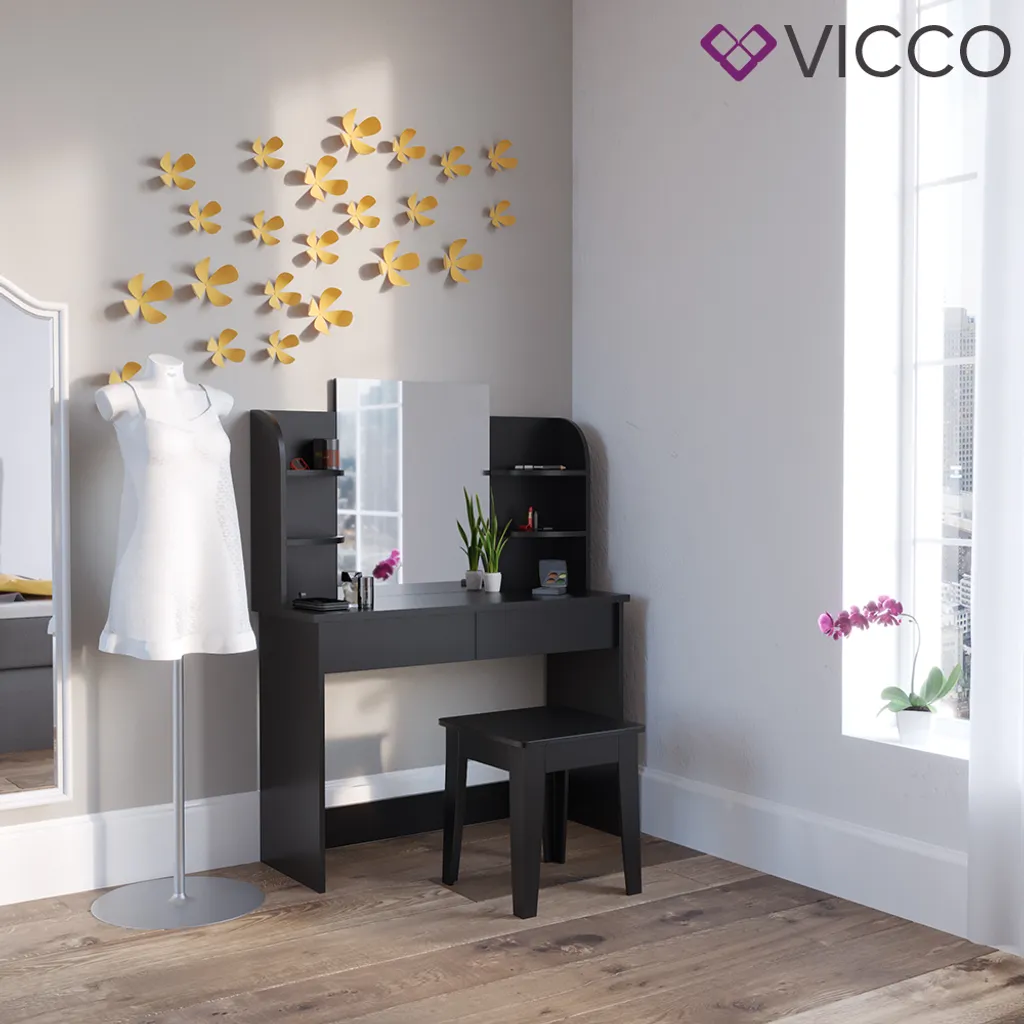 Vicco Schminktisch Charlotte Schwarz 108 X 139 X 40 Cm Holzwerkstoff 5 Vicco Schminktisch Charlotte Schwarz 108 X 139 X 40 Cm Holzwerkstoff – Bild 5