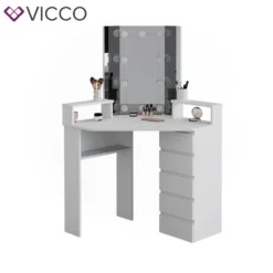 Vicco Eckschminktisch + LED Tilda Weiß 113,3 X 140 X 62,85 Cm Holzwerkstoff -Vidaxlko Verkaufe 4d16313815be33d479f6090cfdfe554e