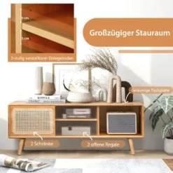 COSTWAY TV-Ständer TV-Schrank Für Fernseher Bis Zu 55 Zoll, TV-Lowboard Mit 2 Schiebetüren, Fernsehschrank Medienkonsole Für Wohnzimmer Schlafzimmer -Vidaxlko Verkaufe 4dfbd7ead96a51773982c59fe47b062c
