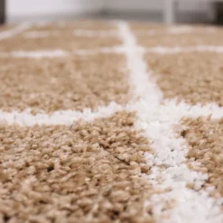Hochflor Teppich Wohnzimmer Shaggy Rauten Muster Beige Creme Skandinavischer Stil Weich Robust, Maße:80x150 Cm -Vidaxlko Verkaufe 4e42d31b40737cd23d768988341f809f