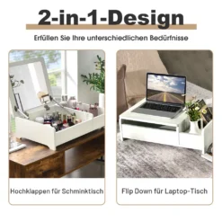 COSTWAY Kompakter Schminktisch Mit Spiegel, Frisierkommode, Moderner Kleiner Tisch Für Schlafzimmer, Arbeitszimmer, Weiß -Vidaxlko Verkaufe 4ed991f3283f69aa36d4de93aad13fcc
