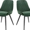 EUGAD 2er Set Esszimmerstühle Mit Armlehne Samt Küchenstühle Polsterstuhl Esszimmerstuhl Mit Metallbeine Belastbar Bis 100kg, Dunkelgrün