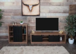 TV-Rack HWC-K75, Fernsehtisch TV-Board, Schiebetüren Staufächer, Holz-Optik Industrial Metall 43x150x40cm Braun -Vidaxlko Verkaufe 4f0d77dacaec8d85d675416b6a234151