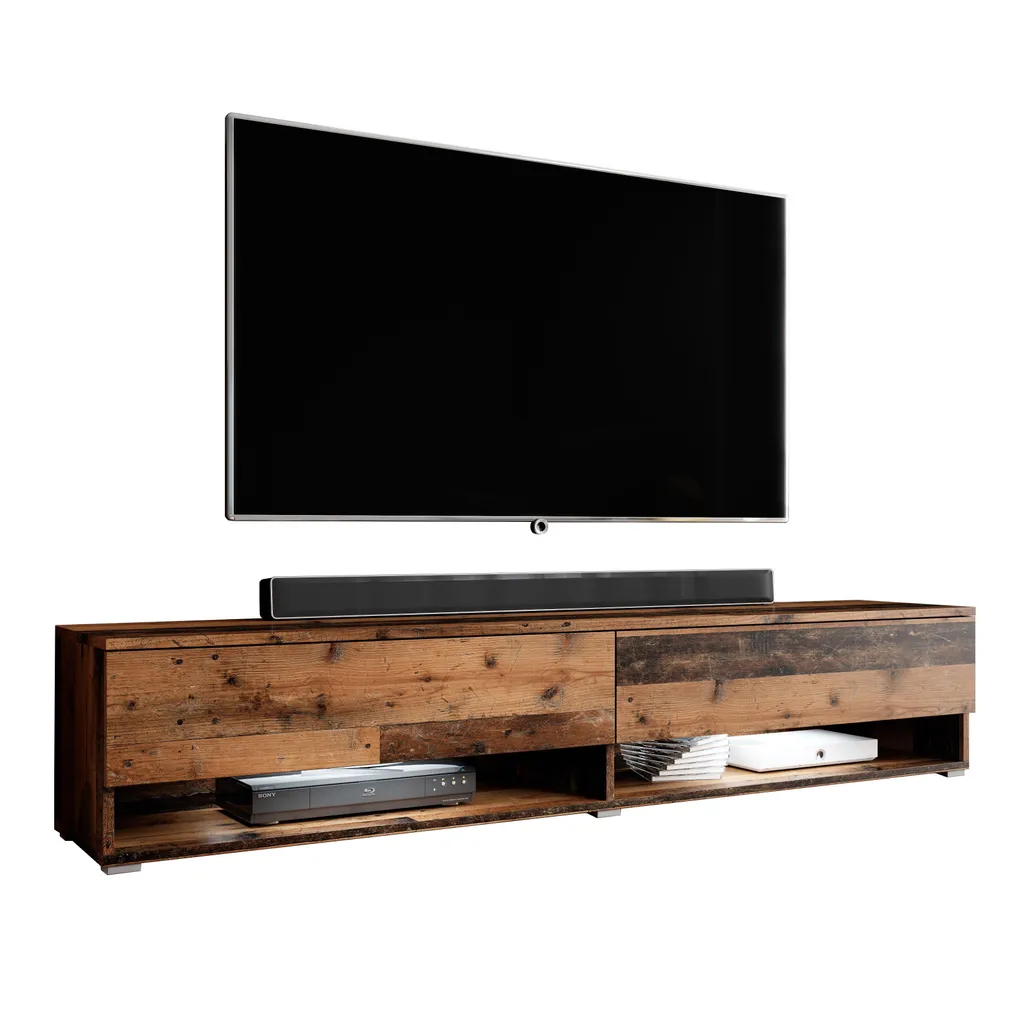 Furnix TV- Lowboard Alyx 180 Cm TV-Schrank Mit LED-Beleuchtung Loft Design Old Style Wood 2 Furnix TV- Lowboard Alyx 180 Cm TV-Schrank Mit LED-Beleuchtung Loft Design Old Style Wood – Bild 2