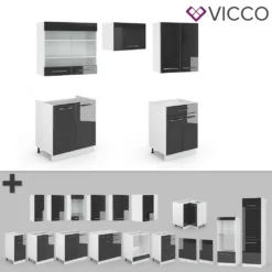 Vicco Küchenzeile Fame-Line Weiß Anthrazit Hochglanz 200 Cm Holzwerkstoff -Vidaxlko Verkaufe 4fba8704cc33055a05dd51556518a79b