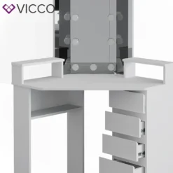 Vicco Eckschminktisch + LED Tilda Weiß 113,3 X 140 X 62,85 Cm Holzwerkstoff -Vidaxlko Verkaufe 4fbb42007bb4ba16949e424dbdbc9eb9