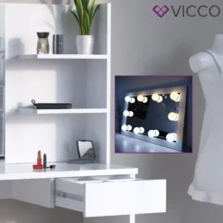 Vicco Schminktisch Dekos Kosmetiktisch Frisierkommode Frisiertisch Spiegel Weiß Inklusive LED-Lichterkette -Vidaxlko Verkaufe 51ed2943f27526896651d987778d3480