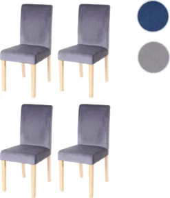 4er-Set Esszimmerstuhl Stuhl Küchenstuhl Littau, Samt Grau, Helle Beine -Vidaxlko Verkaufe 525ffd20052664b3e87dd273b265272f