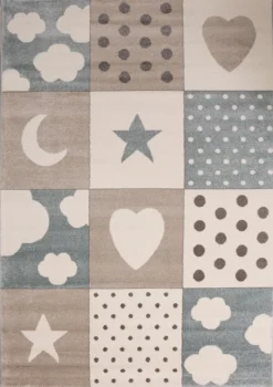 Flauschiger Kinder Zimmer Teppich Herzchen Wölkchen Patchwork Optik, Maße:120x170 Cm -Vidaxlko Verkaufe 5435be86744609b7af75c767978e1d9e