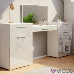 Vicco Schminktisch Irma Weiß Hochglanz 190,3 X 90 X 39 Cm Holzwerkstoff -Vidaxlko Verkaufe 5454a7b63a98edb58939495aad49f6ca