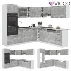 Vicco Eckküchenzeile + Arbeitsplatten R-Line Ecke Weiß Beton 247 X 237 Cm Holzwerkstoff -Vidaxlko Verkaufe 5461ced842f442232cefe7b4a16f0516