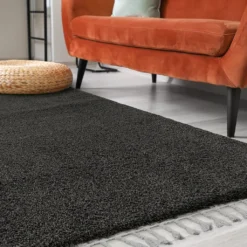 Teppich Wohnzimmer Kinderzimmer Hochflor Shaggy Modern Mit Fransen, Farbe:Anthrazit, Größe:160 X 230 Cm -Vidaxlko Verkaufe 557a0ae815d72bbee23903a3aeb3a950