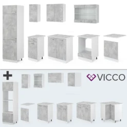 Vicco Küchenzeile R-Line Weiß Beton 300 Cm Holzwerkstoff -Vidaxlko Verkaufe 558fd4e83111788bb161ce2985b9f360