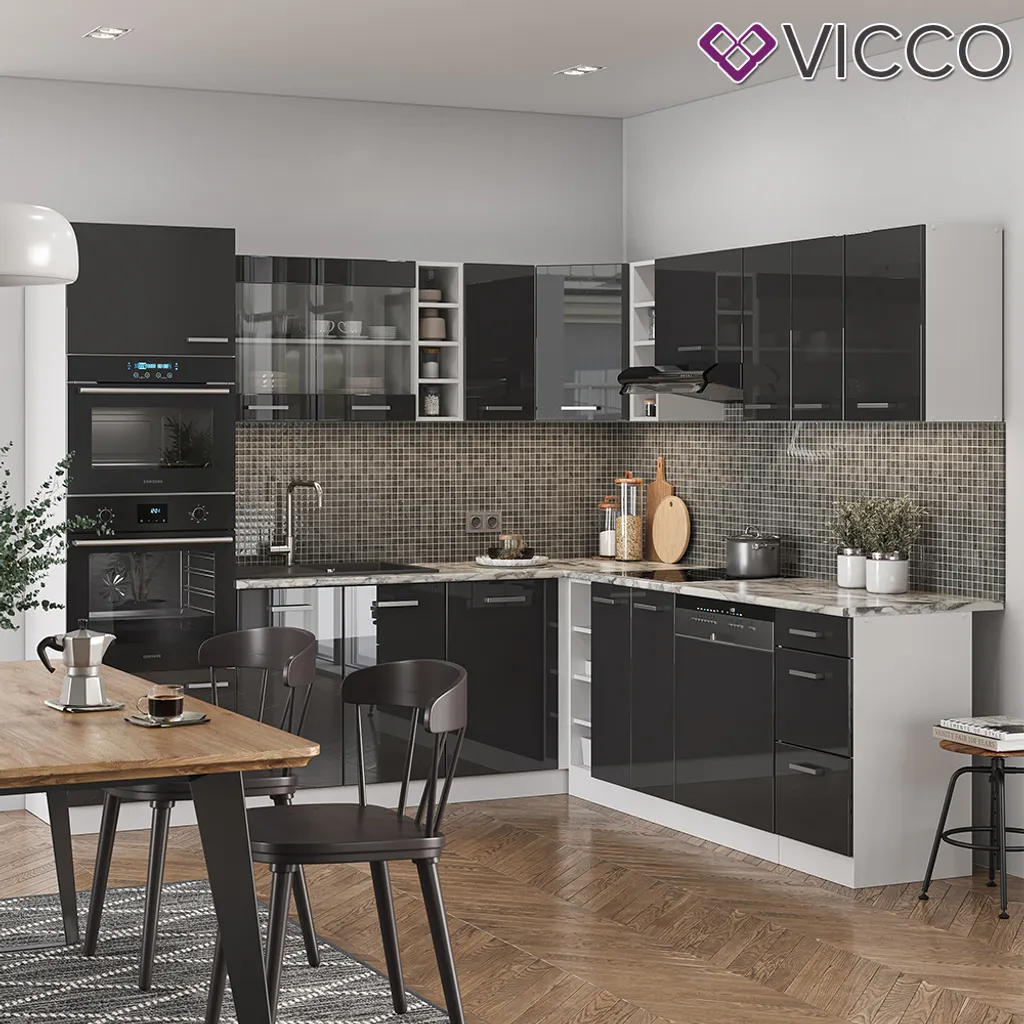 Vicco Eckküchenzeile R-Line Ecke Weiß Anthrazit Hochglanz 247 X 237 Cm Holzwerkstoff 4 Vicco Eckküchenzeile R-Line Ecke Weiß Anthrazit Hochglanz 247 X 237 Cm Holzwerkstoff – Bild 4