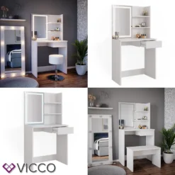 Vicco Schminktisch Dekos + LED Spiegel Weiß 75 X 141 X 40 Cm Holzwerkstoff 15 Vicco Schminktisch Dekos + LED Spiegel Weiß 75 X 141 X 40 Cm Holzwerkstoff -Vidaxlko Verkaufe 55f4e878ef70160e6a26c492ddff31e3