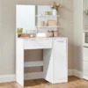 VASAGLE Schminktisch Mit Spiegel, Schminkkommode, Frisiertisch, , Aufbewahrungsfach, 1 Schublade, 2 Ablagen, Weiß RDT119W01