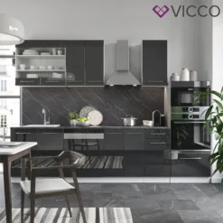 Vicco Küchenezeile Fame-Line Weiß Anthrazit Hochglanz 300 Cm Holzwerkstoff -Vidaxlko Verkaufe 5613295fe7d8ecae1c1e3dd31f9c91b8