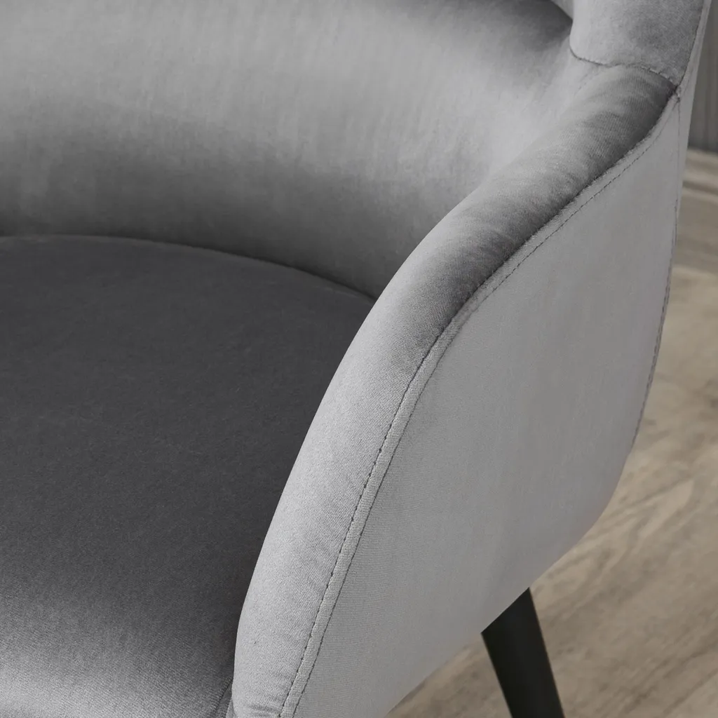 HOMCOM Esszimmerstuhl, Loungesessel Mit Armlehne, Akzentsessel Mit Samt-Optik, Max. 120 Kg Belastbar, Für Wohnzimmer, Schlafzimmer, Dunkelgrau 9 HOMCOM Esszimmerstuhl, Loungesessel Mit Armlehne, Akzentsessel Mit Samt-Optik, Max. 120 Kg Belastbar, Für Wohnzimmer, Schlafzimmer, Dunkelgrau – Bild 9