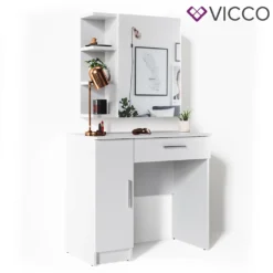 Vicco Schminktisch + Spiegelschrank + Hocker Fynnia Weiß 80,2 X 74 X 44,3 Cm Holzwerkstoff -Vidaxlko Verkaufe 56c699fe3c61f24e191ceeb283babe9b