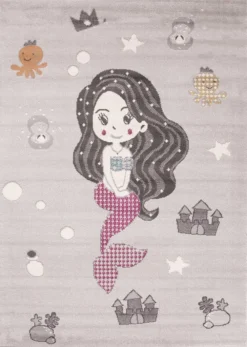 Kinderteppich Kinderzimmer Teppich Meerjungfrau Kurzflor Baby Grau Rosa , Maße:80x150 Cm -Vidaxlko Verkaufe 56d1b679727d2630403e0672629ca69c