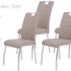 4er Set Stuhl Andrea S - Kunstleder Cappuccino - Bügelgriff Und Metallgestell Verchromt