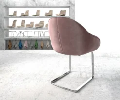 DELIFE Schwingstuhl Gaio-Flex Samt Rosé Freischwinger Flach Chrom -Vidaxlko Verkaufe 586c78818fc9dcd4d23e1e656b3c772c