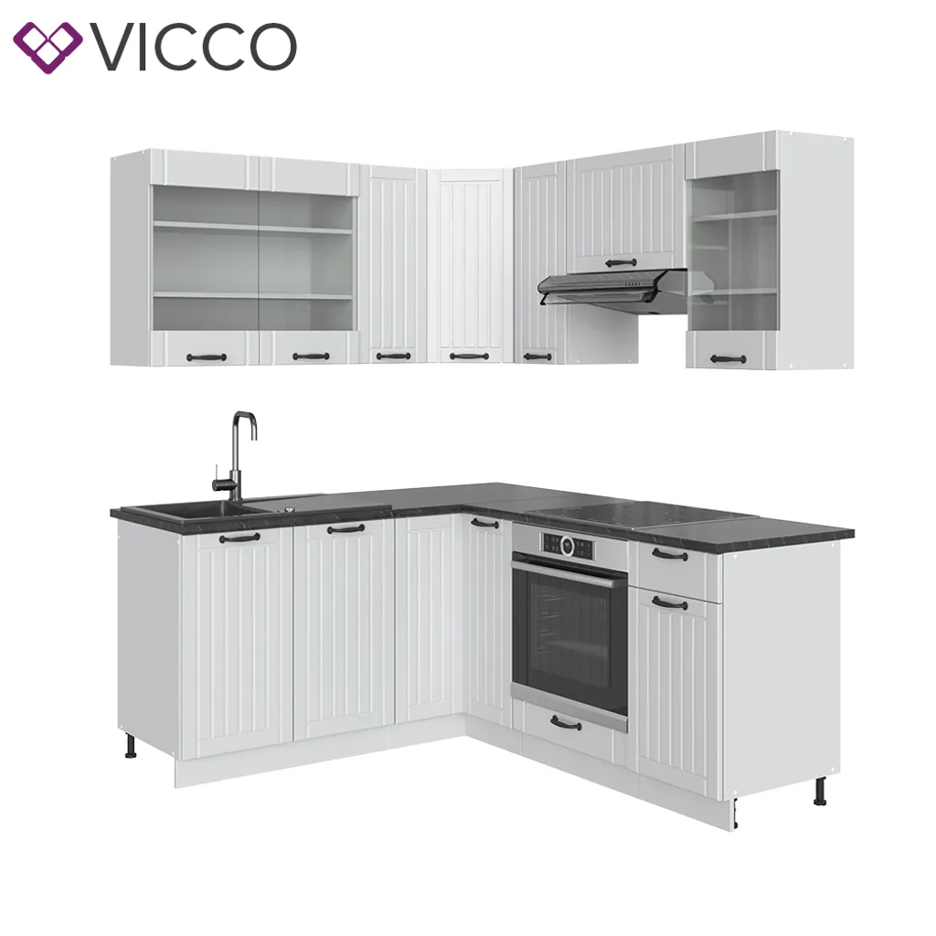 Vicco Eckküchenzeile Fame-Line Weiß Landhaus 160,5 X 190 Cm Holzwerkstoff 2 Vicco Eckküchenzeile Fame-Line Weiß Landhaus 160,5 X 190 Cm Holzwerkstoff – Bild 2