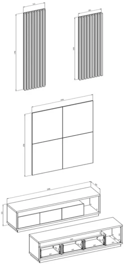 Wohnzimmer Set CELINE Lowboard Mit Wandpaneel Und 2 Lamellenwänden Wotan Eiche Schwarz -Vidaxlko Verkaufe 5ae5d9d74d599a545ba7255688eac4f1