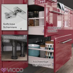 Vicco Eckküchenzeile Fame-Line Anthrazit Bordeaux-Rot Hochglanz 227 X 287 Cm Holzwerkstoff -Vidaxlko Verkaufe 5b16deeb9588711ba7d9e53171c25822