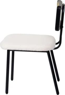 6er-Set Esszimmerstuhl MCW-K88, Lehnstuhl Stuhl, Holz Poly-Rattan Metall Bouclé Stoff/Textil Weiß -Vidaxlko Verkaufe 5b859c305d625d02792943c84a3d250b