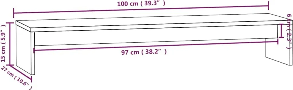 VidaXL Monitorständer Weiß 100x27x15 Cm Massivholz Kiefer 8 VidaXL Monitorständer Weiß 100x27x15 Cm Massivholz Kiefer – Bild 8