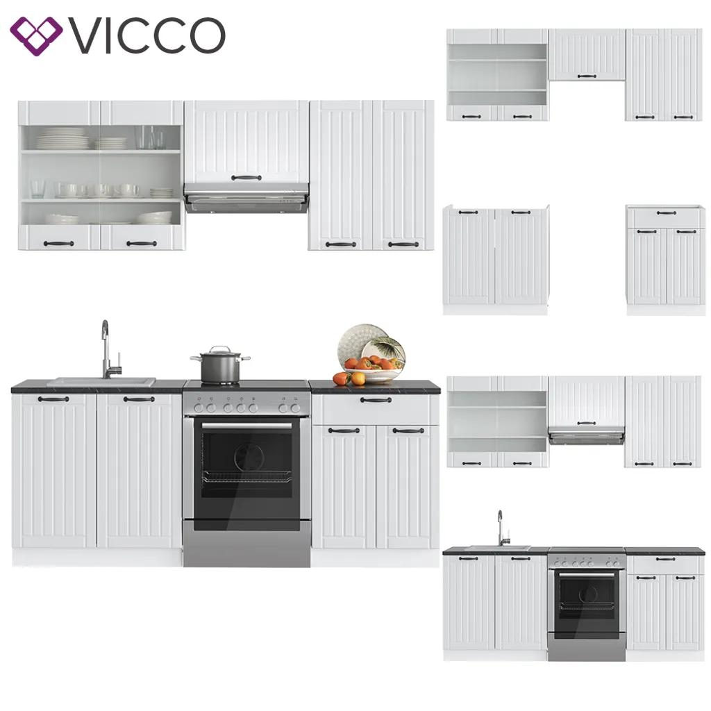 Vicco Küchenzeile Fame-Line Weiß Landhaus 200 Cm Holzwerkstoff 7 Vicco Küchenzeile Fame-Line Weiß Landhaus 200 Cm Holzwerkstoff – Bild 7