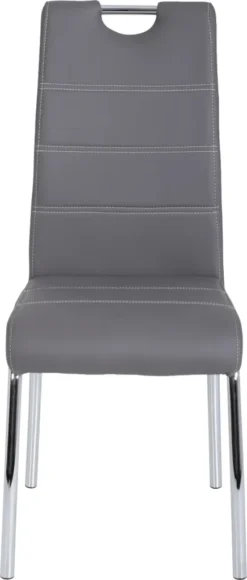 4er Set Vierfußstuhl Susi - Kunstleder Grau - Metallgestell Chrom - Bügelgriff - Belastbarkeit Ca. 120kg -Vidaxlko Verkaufe 5cbac61ecbbe0e9afb0c1bc07a6a667e