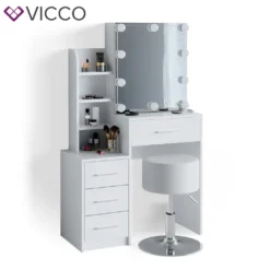 Vicco Schminktisch Frisiertisch Schminkkommode Conrada LED-Beleuchtung + Hocker -Vidaxlko Verkaufe 5ceae30b9ba4d68e57ffb51fe5a14919