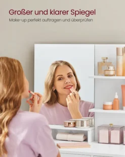 VASAGLE Schminktisch Mit Spiegel, Schminkkommode, Frisiertisch, , Aufbewahrungsfach, 1 Schublade, 2 Ablagen, Weiß RDT119W01 -Vidaxlko Verkaufe 5d1a6d1b952f1ae21f874d28ffbfc51f