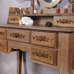 Melko Schminktisch Mit DREI Spiegeln Und Einem Hocker Im Shabby Chic BZW. Vintage-Look Mit Viel Stauraum, 105 X 40 X 144,5 Cm, Braun -Vidaxlko Verkaufe 5d33bf020000fa5fd9c288560e0a16a8