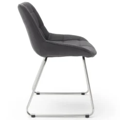 Homica Esszimmerstühle 2er Set Mit Bügelfuß Und Steppnähten, Bezug Anthrazit, Gestell In Edelstahloptik -Vidaxlko Verkaufe 5d5d2514dc665ce135d6db597e6c9076