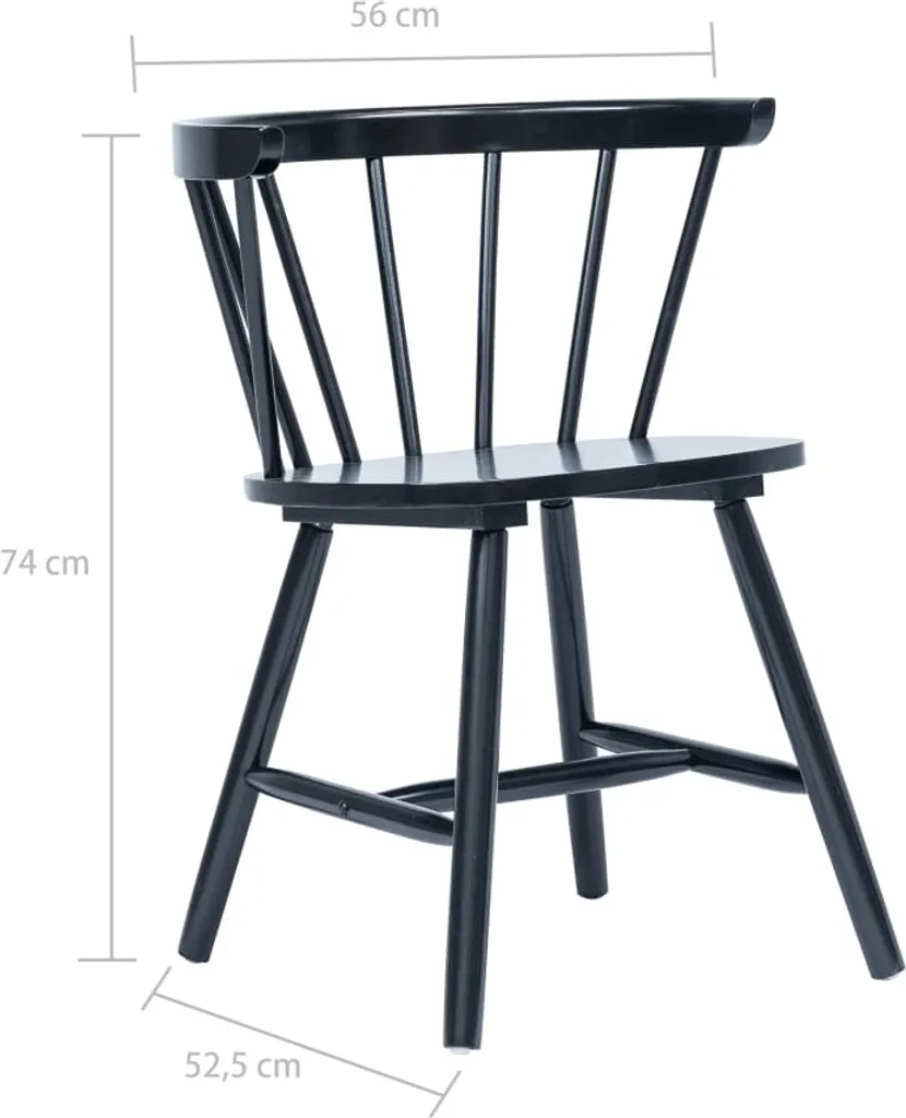 VidaXL Esszimmerstühle 2 Stk. Schwarz Gummiholz Massiv 7 VidaXL Esszimmerstühle 2 Stk. Schwarz Gummiholz Massiv – Bild 7