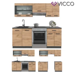 Vicco Küchenzeile R-Line Anthrazit Goldkraft 200 Cm Holzwerkstoff -Vidaxlko Verkaufe 5db68928cd51e30e127b2a7cf2bcb420