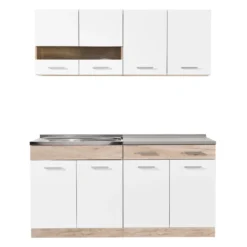 Homestyle4u 2354, Küche Modern Weiß Küchenzeile Ohne Geräte Einbauküche Singleküche 160 Cm Eiche Grau -Vidaxlko Verkaufe 5efc7f84e24c296f97e0067d8c7a8d90