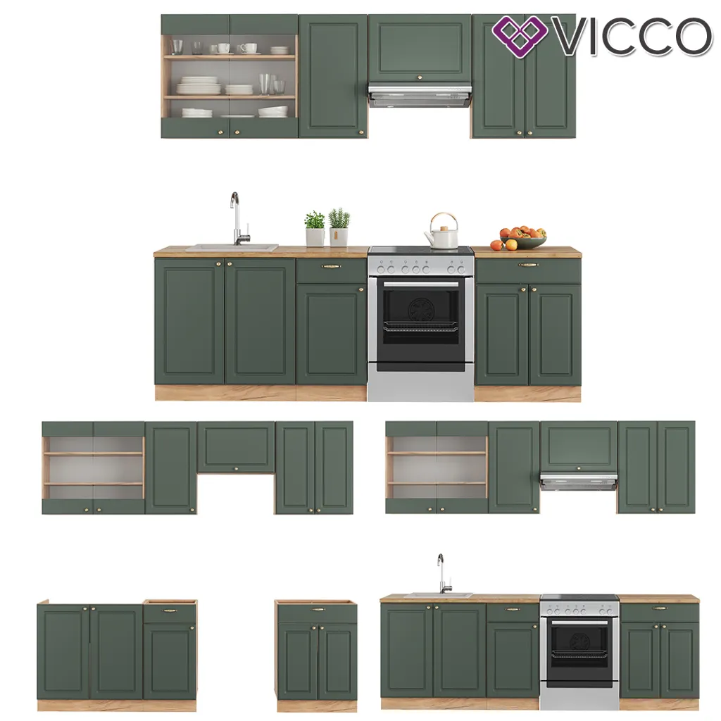 Vicco Küchenzeile Fame-Line Goldkraft Grün-Gold Landhaus 240 Cm Holzwerkstoff 7 Vicco Küchenzeile Fame-Line Goldkraft Grün-Gold Landhaus 240 Cm Holzwerkstoff – Bild 7