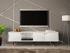 Mirjan24 TV-Lowboard Crystal RTV 180 03 Mit LED-Beleuchtung, TV-Tisch Mit 3 Türen, Metallfüße, Runde Gold Griffe (Farbe: Weiß / Weiß Hochglanz) 12 Mirjan24 TV-Lowboard Crystal RTV 180 03 Mit LED-Beleuchtung, TV-Tisch Mit 3 Türen, Metallfüße, Runde Gold Griffe (Farbe: Weiß / Weiß Hochglanz) -Vidaxlko Verkaufe 6118d8e9f9ec02f174eb35669702ffb7