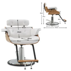 Barberpub Friseurstuhl Mit Kopfstütze, Friseursessel Höhenverstellbar Für Herren Damen, Friseureinrichtung Bedienungsstuhl Zuhause Vintage Retro, Kunstleder, 8261 (Weiß) -Vidaxlko Verkaufe 615faefb32423794b60c33d716489487