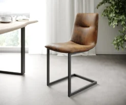 DELIFE 4-er-Set-Esszimmerstuhl Pia-Adesso Braun Vintage Freischwinger