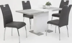 4er Set Vierfußstuhl Susi - Kunstleder Grau - Metallgestell Chrom - Bügelgriff - Belastbarkeit Ca. 120kg -Vidaxlko Verkaufe 6225a9bac0966f6e598cf9f3c9c346b9