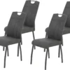 4er Set Esszimmerstuhl Elif - Mikrofaser Anthrazit - 140kg Belastbar