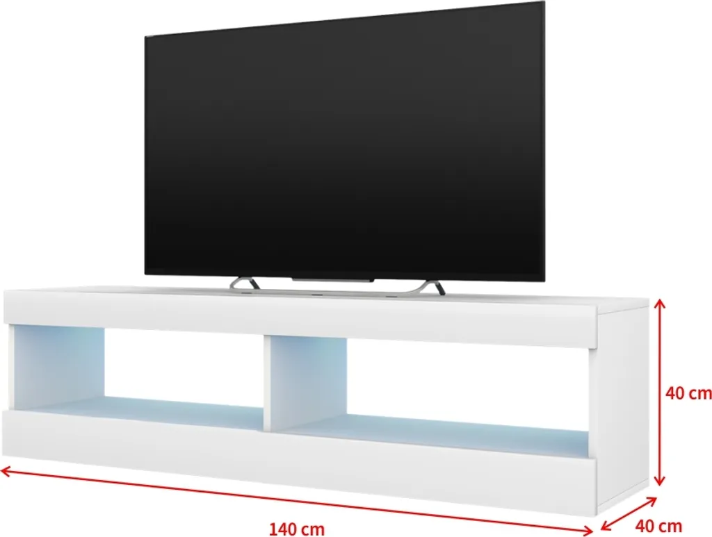 Selsey – TV-Lowboard VIANSOLA Hängend/stehend In Weiß Mit Hochglanzfronten Und LED-Beleuchtung, 140 Cm 5 Selsey – TV-Lowboard VIANSOLA Hängend/stehend In Weiß Mit Hochglanzfronten Und LED-Beleuchtung, 140 Cm – Bild 5