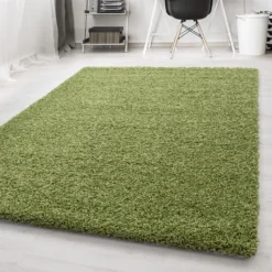 Wohnzimmerteppich,Esszimmerteppich,hochflor Shaggy,langflor,Farbe:Grün, Farbe:GRÜN, Grösse:160 Cm X 230 Cm